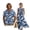 Blue Fish Wave Swirl, variant on Blue Palm Leaves Print Cotton Linen Couple Matching Outfits Women's Sleeveless Summer Dress with Pockets Men's Short Sleeve Button Up Shirt, 2026 Beach Vacation Dress Couple Set, Size L