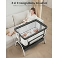 thumbnail image 5 of Babyomi 3 In 1 Baby Bassinet, Portable Playard With Storage Basket and Wheels, Adjustable Height Bassinet Bedside Sleeper, Easy Folding Portable Crib for Newborn, Grey, 5 of 5