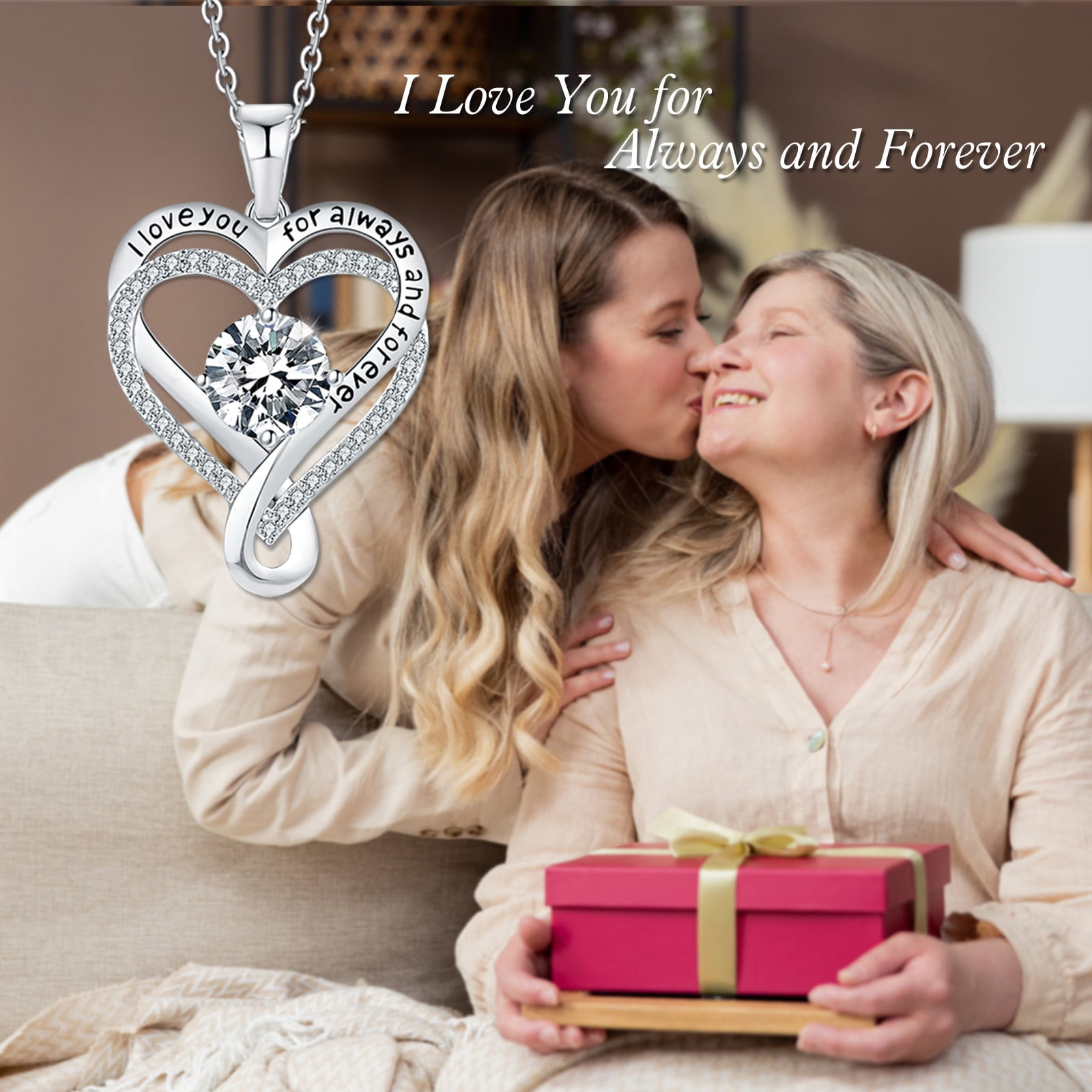 Inadays Necklaces for Women Jewelry for Women Gifts for Her Infinity Heart I Love You Necklace S925 Sterling Silver Anniversary Birthday Gifts for Mom Wife Girlfriend   Valentine's Day Gift