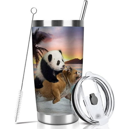 

20oz Panda Bulldog Tumbler Cup With Lid Stainless Steel Double Wall Vacuum Thermos Insulated Travel Coffee Mug(Panda Bulldog Tumbler)One Tumbler Cup