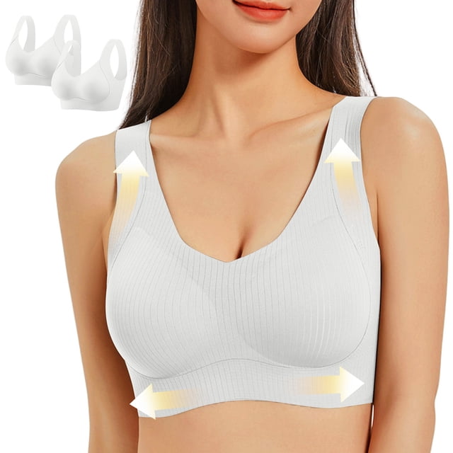 Diufon 2 Pack Womens Plus Size Bras Wireless Everyday Full Coverage Support Bras Comfortable Sports Yoga Bralettes
