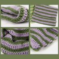 thumbnail image 3 of Gorro de invierno cálido y elástico con orejas de gato, tejido a rayas, morado y verde, 3 of 4