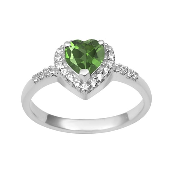 Mooneye 5 mm Heart Shape Peridot 925 Sterling Silver Solitaire Women Valentines Day Gifts Ring