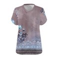 thumbnail image 4 of Summer Plus Size Tops For Women Causal Loose Short Sleeve V-Neck Floral Printed Pullover Blouse T-Shirt Oversized Women Shirts Under $10 Blue XXL, 4 of 4