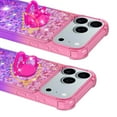 thumbnail image 4 of Phone Case for iPhone 17 Pro Case with Ring Kickstand, Cute Glitter Bling Sparkle Quicksand Flowing Liquid Clear Gel Silicone ShockProof Cover for iPhone 17 Pro Girls-B2, 4 of 7