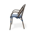 thumbnail image 3 of Symonds Outdoor French Bistro Chairs, Set of 2, Navy Blue, White, and Brown Wood, 3 of 7