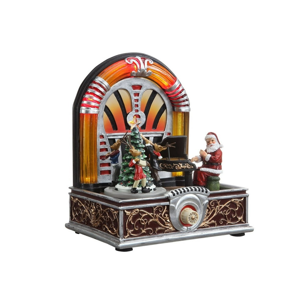 7.25" Red and Green Small Christmas Jukebox LED Lighted Musical