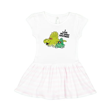 

Inktastic I Love My Baby Brother with Baby Dimetrodon Gift Toddler Girl Dress