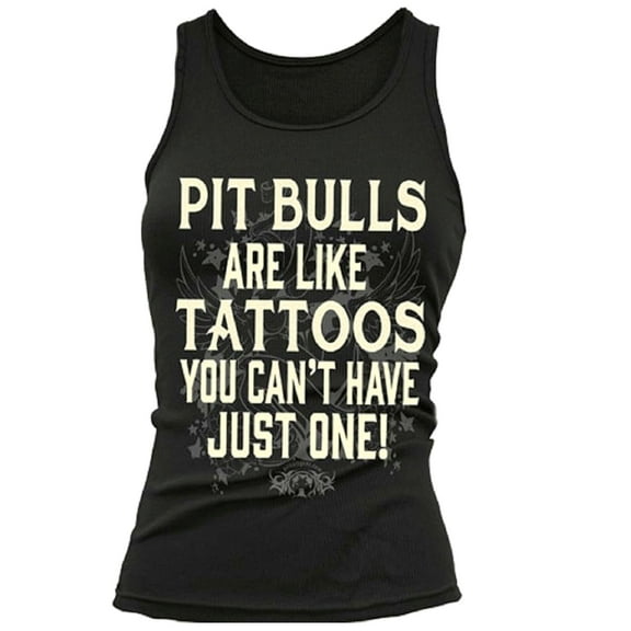 Pit Bulls Are Like Tattoos Women's Jersey Black Fitted Tank Slim Fit (2XL)