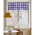 thumbnail image 4 of Purple Checkered Linen Curtain Valance for Bedroom/Bathroom/Kitchen/Office/Living/Dining Room Window,Vintage Watercolor Purple Plaid Rod Pocket Topper Decorative Cafe Drapes Panel 60"x18", 4 of 6