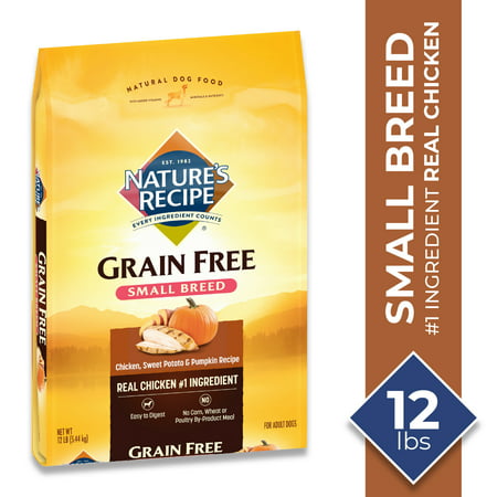 Nature's Recipe Grain Free Chicken, Sweet Potato & Pumpkin Recipe Dry Dog Food for Small Breeds, 12 Pounds, Easy to (Hills Natures Best Dog Food)