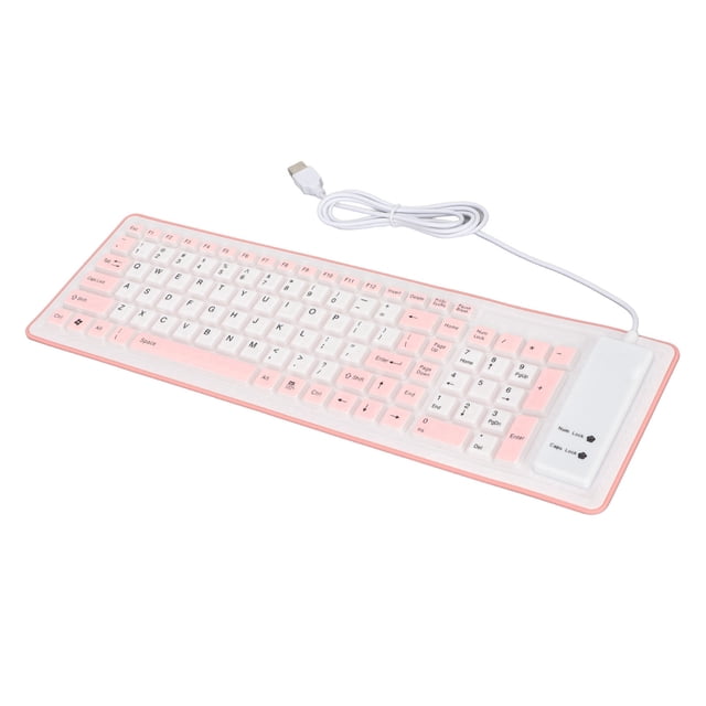 USB Wired Foldable Keyboard, Soft Silicone Water Proof Keyboard with 103 Keys for PC Laptop, Rollup for School Travel