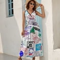 thumbnail image 5 of Series Of World Travel Passport Stamps Sleeveless Dress Dresses Women Summer Evening Dresses Ladies Bohemia Long Dresses, 5 of 9