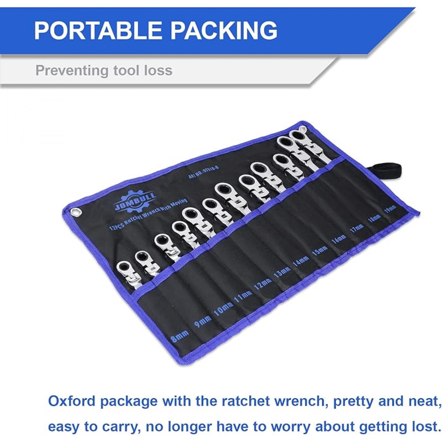 Flex-Head Ratcheting Wrench Set 12 pcs, Metric, 8-19mm, Cr-V Combination Wrench Sets, 72 Teeth Wrenches Set with Carrying Bag