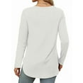 thumbnail image 4 of Women'S Long Sleeve Crew Neck Shirt Side Basic Loose Tunic Top Casual Milky XL, 4 of 5