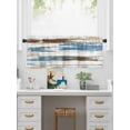 thumbnail image 5 of Valances for Windows Retro Blue Rod Pocket Cafe Window Treatments Valance Curtains for Kitchen Bathroom Laundry Basement Windows 42"x18", 5 of 9