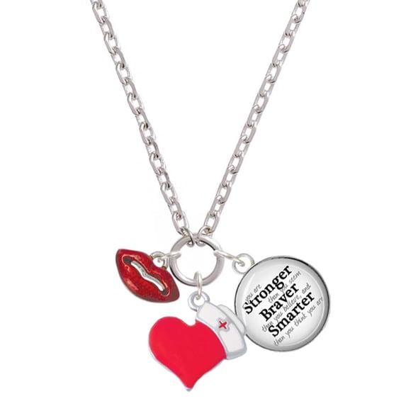 Delight Jewelry Silvertone Small Translucent Red Lips - Red Heart Nurse Strong Zoe Necklace
