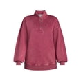 thumbnail image 3 of Time and Tru Women's Mock Neck Henley Pullover Sweatshirt, Sizes XS-XXXL, 3 of 6