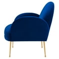 thumbnail image 6 of Armchair Accent Chair, Blue Navy, Velvet, Modern Contemporary, Mid Century Living Hotel Lounge Cafe Lobby, 6 of 8