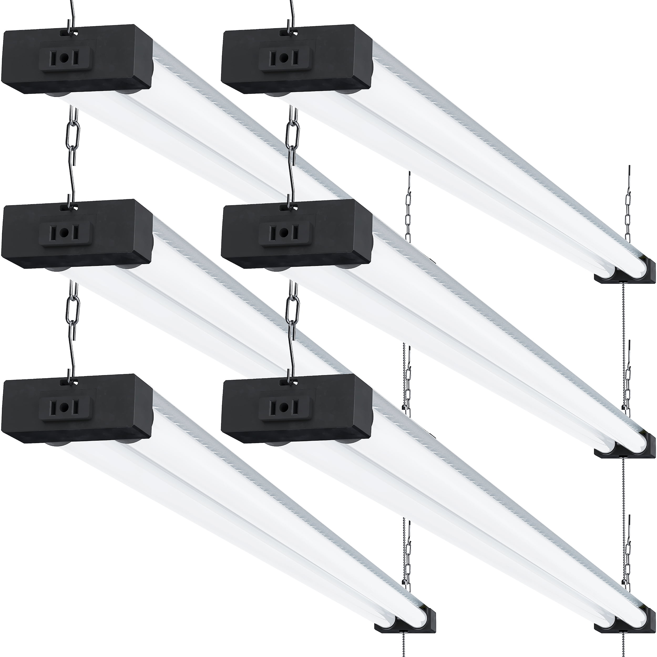 Sunco Lighting 6 Pack Industrial LED Shop Light, 4 FT, Linkable Integrated T8 Fixture, 40W=260W