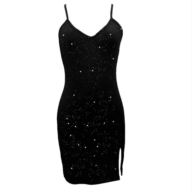 knee length dresses for ladies Slip Dress: Black Rib