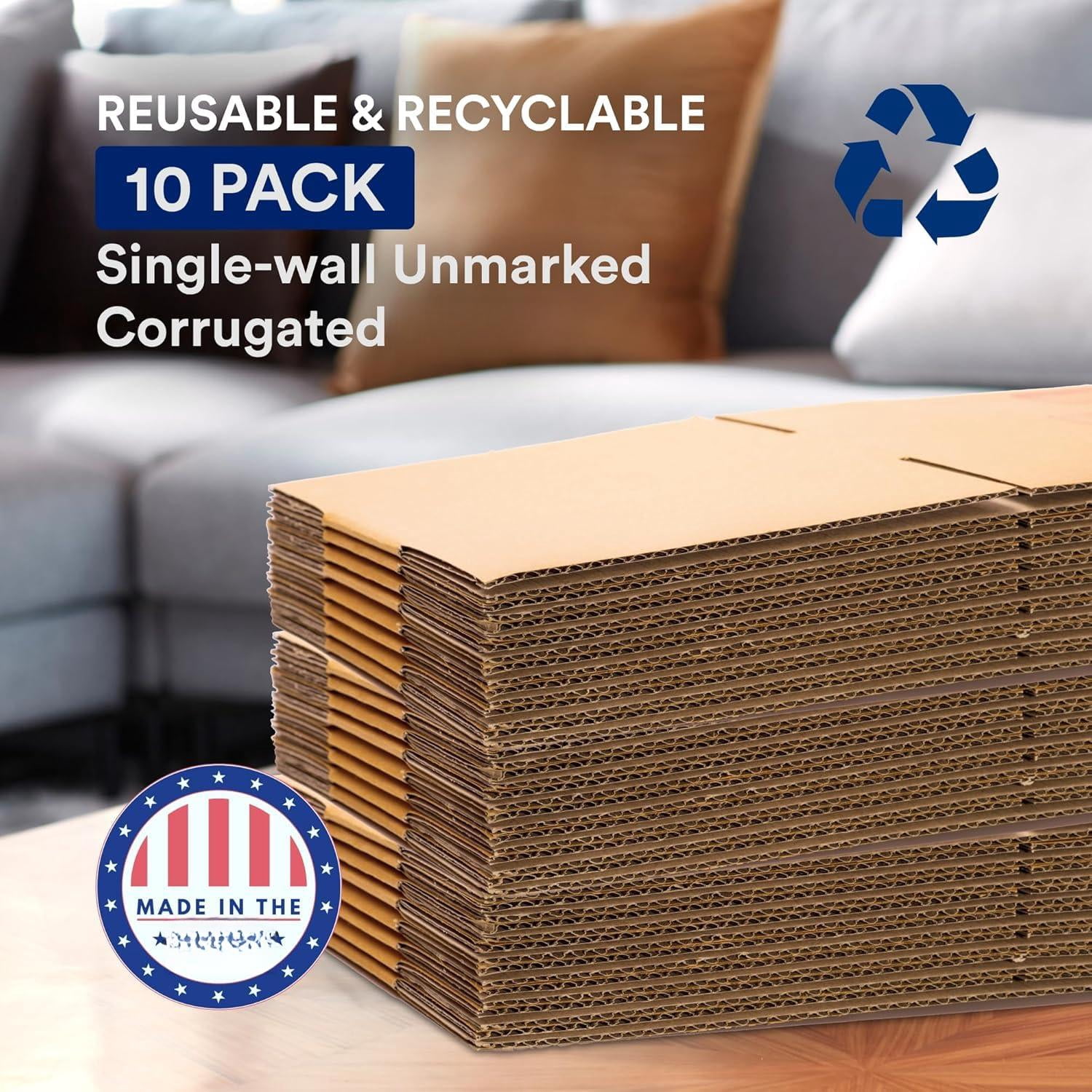 Moving Boxes 18"l X 14"w 12"h (10-pack) Medium + Packaging Tape - Shipping  Mailing Packing And Storage