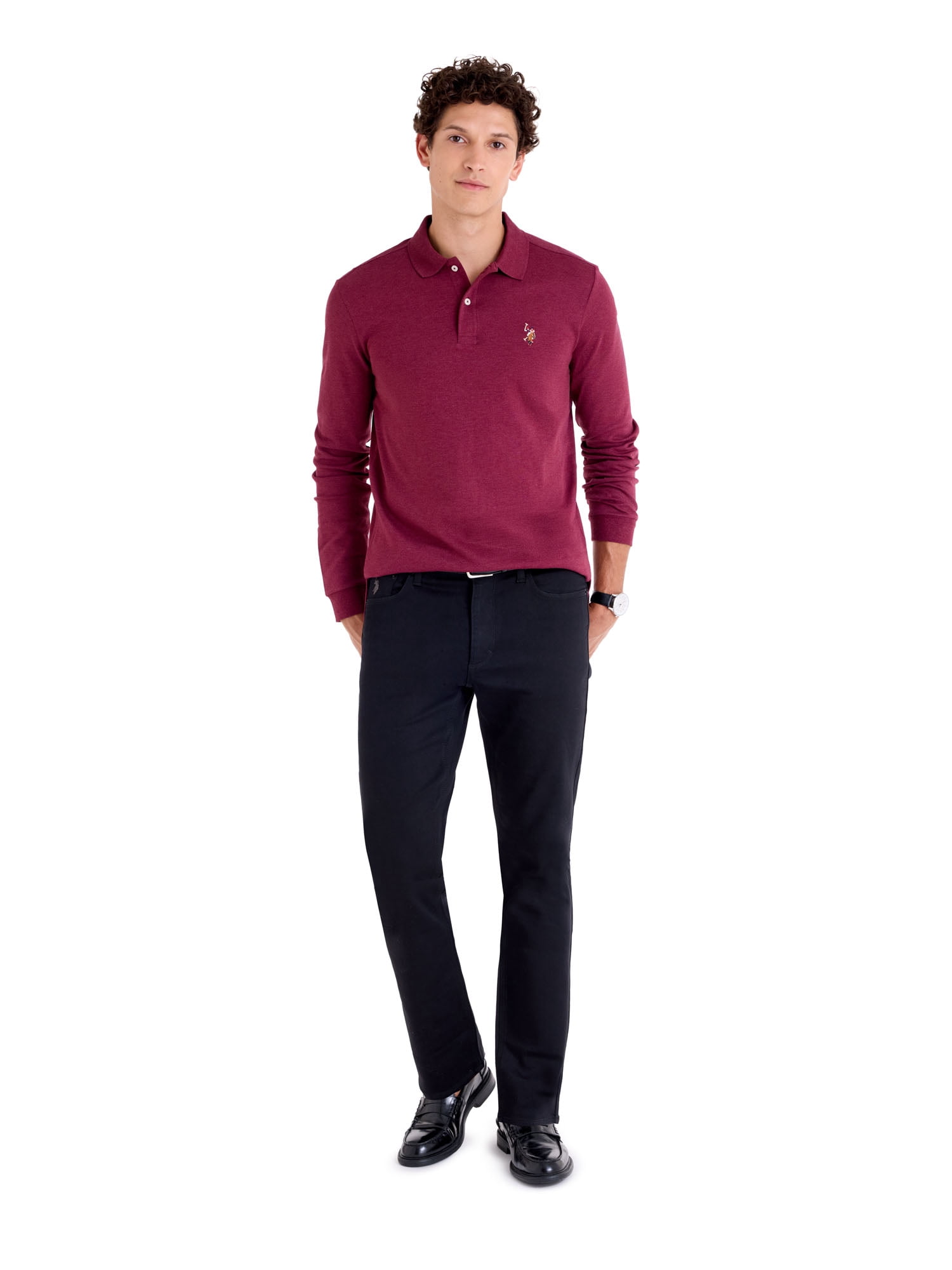 U.S. Polo Assn. Men's Long Sleeve Interlock Polo