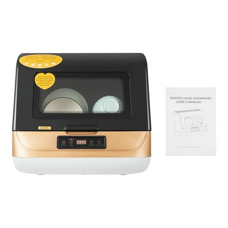 Compact Countertop Dishwasher Portable Mini Dish Washer 4 Washing Programs 110V 800W Dishwasher Machine with 3 Washing Programs for Dishes Knives Forks Spoons Chopsticks Cups
