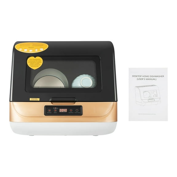 Compact Countertop Dishwasher Portable Mini Dish Washer 4 Washing Programs 110V 800W Dishwasher Machine with 3 Washing Programs for Dishes Knives Forks Spoons Chopsticks Cups
