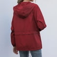 thumbnail image 3 of Women's waterproof windbreaker Light windbreaker jacket hooded windbreaker outdoor - Wine red, 3 of 5