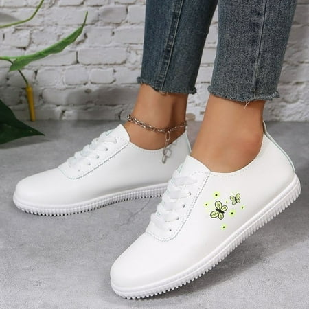 

Aayomet Women s Business Casual Shoes Women Casual Shoes Fashion Light Simple Butterfly Pattern Flat Soft Bottom Comfortable Non White 7.5