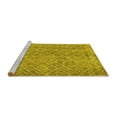 thumbnail image 2 of Ahgly Company Machine Washable Indoor Round Abstract Yellow Contemporary Area Rugs, 3' Round, 2 of 4