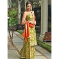 thumbnail image 5 of Janasya Indian Women's Green Cotton Floral Block Print Kurta with Palazzo and Dupatta, 5 of 7