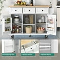 thumbnail image 3 of JESTOP Rolling Kitchen Island with 3 Drawers and 2 Cabinets, Kitchen Cart on Wheels with Drop Leaf, Wood Portable Trolley Island with Cabinet Door Storage Racks, for Dinning Room, 3 of 9