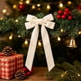 thumbnail image 6 of OCCOA Velvet Bow Christmas Tree Wreath Decorative Pre-Tied Ribbon Ornament for Door Mantel Window Gift Wrapping Home Party Decor Xmas Present, Beige, 6 of 6