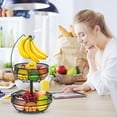 thumbnail image 2 of Auledio 2-Tier Fruit Basket Bowl with Banana Hook, Removable Vegetable Storage, Suitable for Countertops, Black, 2 of 7