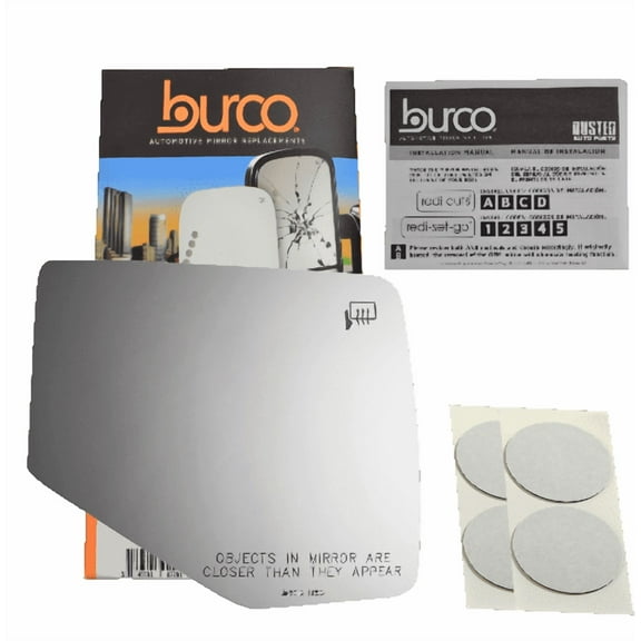 Burco Side View Mirror Replacement Glass with Motor Mount Plate - Clear Glass - 5212HRSG