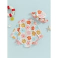 thumbnail image 4 of Musuos Baby Girl Rash Guard Swimsuits 3M 6M 12M 18M 24M Summer Floral Print Zipper Swimwear and Sun Hat Set Toddler Bathing Suits Beachwear, 4 of 8
