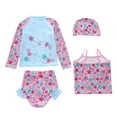 thumbnail image 4 of Girls' Swimsuit Scale Printed Long Sleeved Sun Protective Four Pieces Swimsuit with Hat Girls Swimwear Set for Kids Summer, 4 of 4