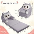 thumbnail image 4 of Kids Sofa Chair for Toddler, 2-in-1 Folding Soft Baby Couch with Removable Cover, Comfy Plush Children's Recliner, Convertible Floor Sofa Bed to Lounger for Girls Boys Age 1-3,Owls Grey, 4 of 6