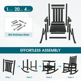 SERWALL Outdoor Rocking Chair, HDPE Patio Rocker for Lawn, Porch, Black ...