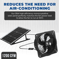 thumbnail image 4 of Solar Wall/Window Exhaust Fan with Thermostat, 35W 1200 CFM, Auto On/Off, Quiet Gable Roof Vent for Greenhouse, Garage, Shed, Home, Barn, RV, Workshop, Garden & More, 4 of 10