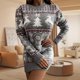 thumbnail image 5 of Vestido Vestido de punto de Jacquard de Navidad novedad vestido suéter de mujer alce árbol de Navidad moda Casual cuello redondo vestido de fiesta de vacaciones Kuymtek Gris T M para Mujer, 5 of 8
