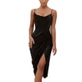 thumbnail image 1 of Vestido ajustado con abertura alta Nikou color negro talla S, 1 of 15