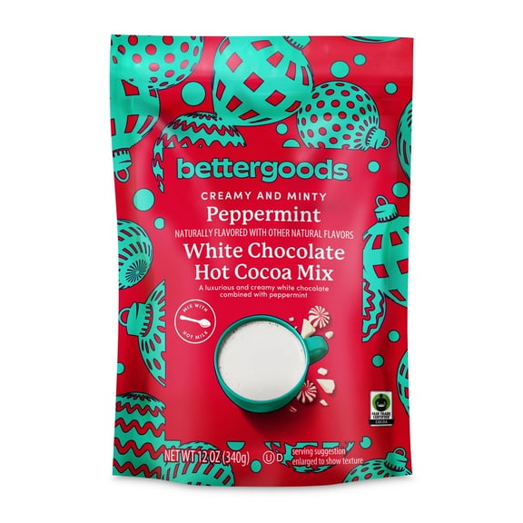 bettergoods White Chocolate Peppermint Hot Cocoa Mix, 12 oz, 6 Pack