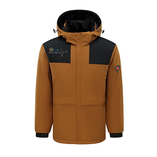 RXIRUCGD USB Intelligent Constant Temperature Heated Windproof Plus Size Coat For Men And Women Winter 4 Heated Jacket Coat( Brown, Size:L )
