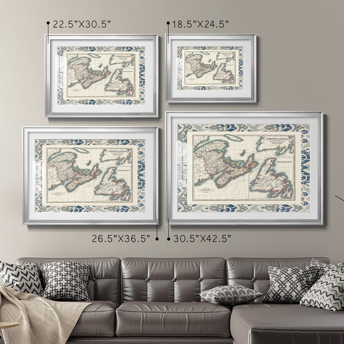Bordered Map of Canada Premium Framed Print - Ready to Hang