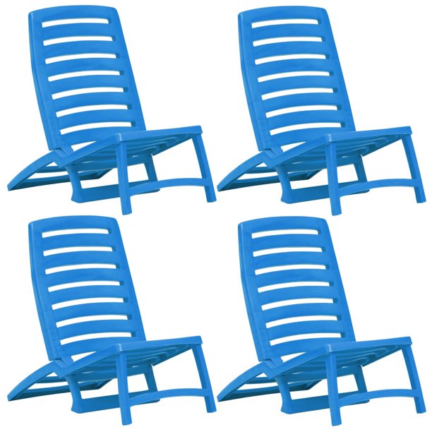 vidaXL Folding Beach Chair 4 pcs Plastic Blue - Walmart.com - Walmart.com