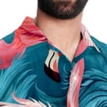 thumbnail image 5 of Flamingo Tropical Rainforest Men's Casual Printed Poplin Short Sleeve Button Down Beach Shirt with Spread Collar Top, 5 of 6
