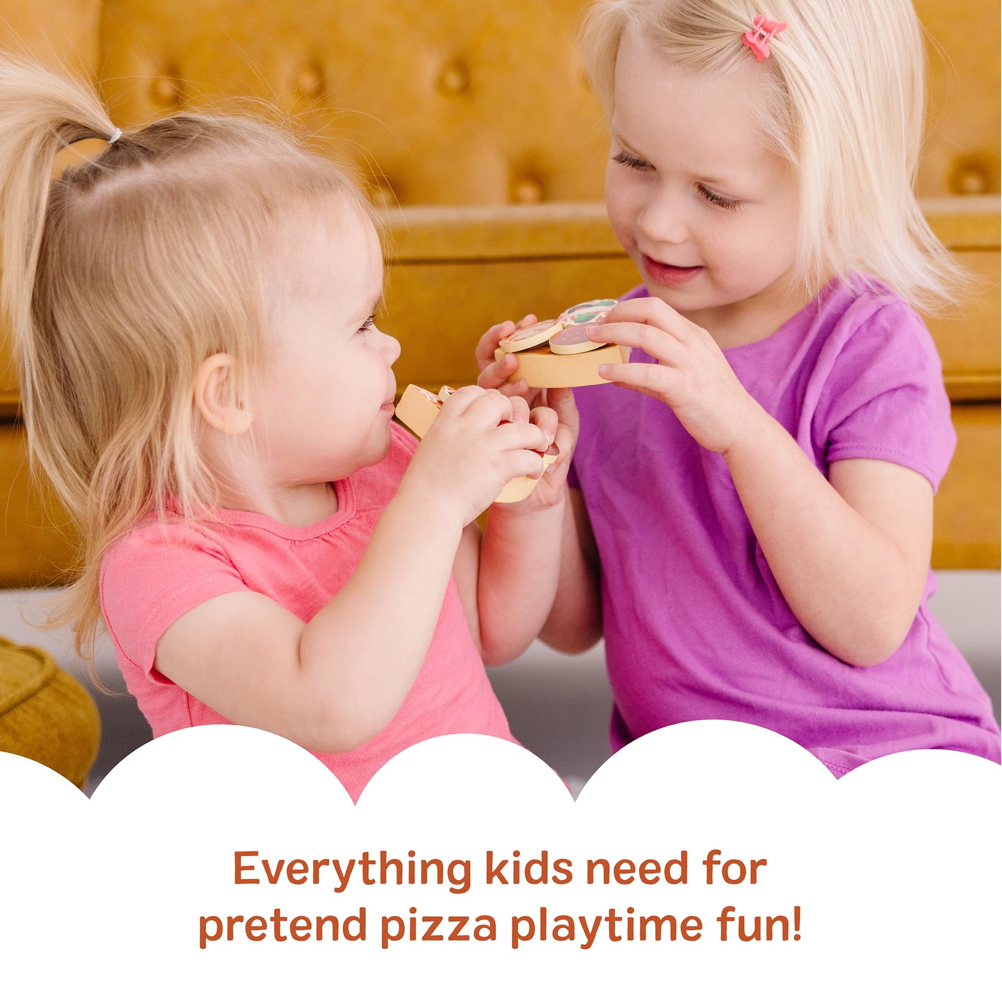Melissa & Doug Wooden Pizza Party Play Food Set with 36 Toppings for Toddlers Age 3+